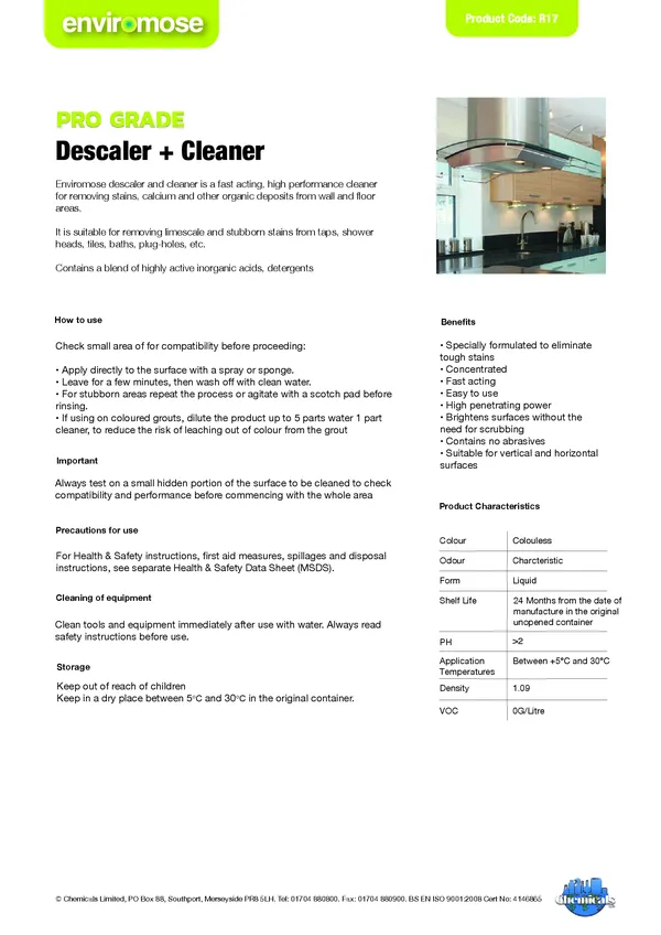 Descaler and Cleaner Datasheet PDF 